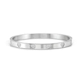 Pretty Bangles Stainless Steel Hearts with CZ - Large