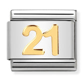 Nomination Composable Classic Link 030109/36 Number 21 Symbol in 18K Gold