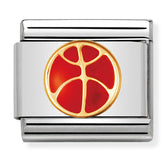 Nomination Composable Classic Link 030203/08 Basketball in 18K Gold & Enamel