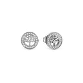 Soffio D'Amore CZ Tree of Life Silver Steel Earrings