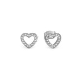 Soffio D'Amore CZ Heart Silver Steel Earrings