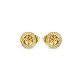 Soffio D'Amore CZ Tree of Life Gold Earrings