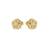 Soffio D'Amore CZ Flower Gold Earrings