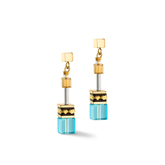 Coeur de Lion GeoCube® Fresh Turquoise, White & Gold Earrings