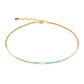 Coeur de Lion Crystal Pearl, Turquoise & Gold Necklace