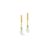 Coeur de Lion Crystal Pearl, Turquoise & Gold Earrings