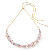 Coeur de Lion Radiating Adjustable Gold, Silver & Shimmering Pink Necklace
