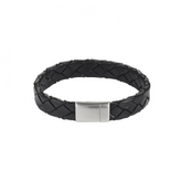 Cudworth Nero Italian Leather Stainless Steel Bracelet