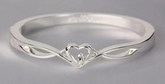 Equilibrium Diamond Heart Silver Bangle