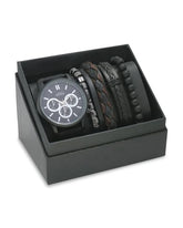 Men's Republic Black Watch set with four Bracelets