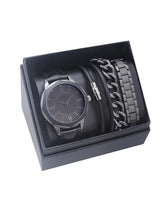Men's Republic Gun Metal Watch set with three Bracelets