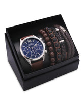 Men's Republic Blue Face Watch set with four Bracelets