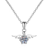 Moissanite Angel Wings Necklace in 925 Silver