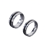 Black Inlay Faceted Tungsten Ring (6mm & 8mm)