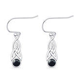 Celtic Trinity Sterling Silver Earrings with Round Black Onyx