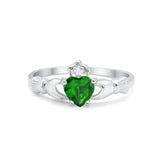 Claddagh Ring with Emerald Cubic Zirconia