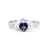 Claddagh Ring with Rainbow Cubic Zirconia