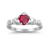 Claddagh Ring with Ruby Cubic Zirconia