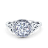 Celtic Trinity Knot Halo Ring with Cubic Zirconia