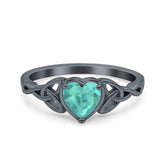 Celtic Trinity Black Tone Ring with Paraiba Tourmaline Cubic Zirconia