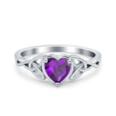 Celtic Trinity Heart Ring with Amethyst Cubic Zirconia