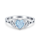 Celtic Trinity Heart Ring with Aquamarine Cubic Zirconia