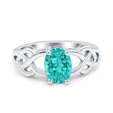 Celtic Trinity Oval Ring with Paraiba Tourmaline CZ