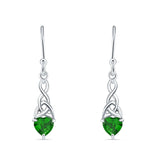Celtic Trinity Heart Earrings with Emerald