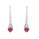 Celtic Trinity Heart Earrings with Ruby
