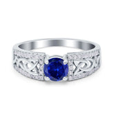 Celtic Trinity Knot & Sapphire Cubic Zirconia Ring