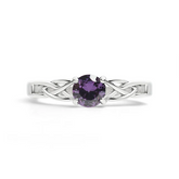 Celtic Trinity Ring with Amethyst Cubic Zirconia