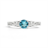 Celtic Trinity Ring with Blue Topaz Cubic Zirconia
