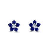 Flower Sapphire Cubic Zirconia Stud Earrings