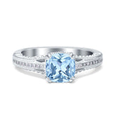 Art Deco Square Ring with Aquamarine Cubic Zirconia