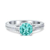 Art Deco Square Ring with Paraiba Tourmaline Cubic Zirconia