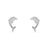 Dolphin Cubic Zirconia Stud Earrings