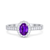 Floral Oval Amethyst Cubic Zirconia Ring