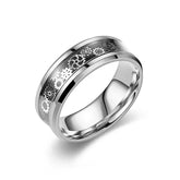Gear & Cog on Black Inlay Stainless Steel Ring