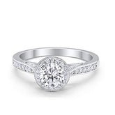 Halo Art Deco Round Ring with Cubic Zirconia