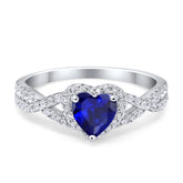 Heart Infinity Ring with Sapphire Cubic Zirconia