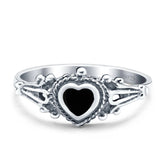 Heart Ring Oxidised with Solitaire Black Onyx