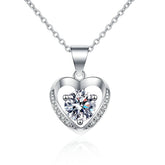 Moissanite Heart Necklace in 925 Silver