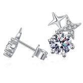 Moissanite Star Stud Earrings in 925 Silver