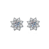 Moissanite Sunflower Stud Earrings in 925 Silver