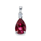 Teardrop Ruby CZ Pendant