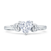 Three Stone Heart Ring with Cubic Zirconia