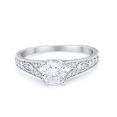 Vintage Style Round Cubic Zirconia Ring
