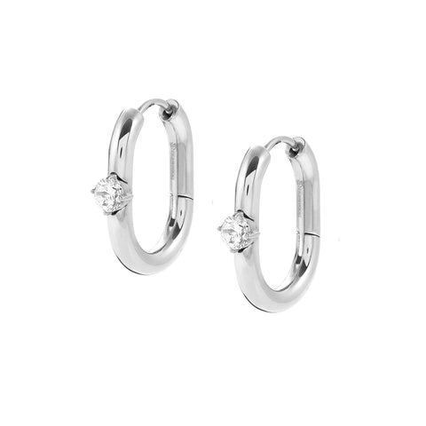 Chains of Style CZ Stainless Steel Hoop Earrings