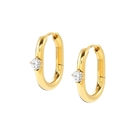 Chains of Style CZ Gold Hoop Earrings