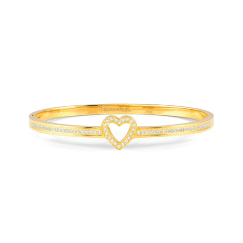 Pretty Bangles Gold Heart with CZ - Large